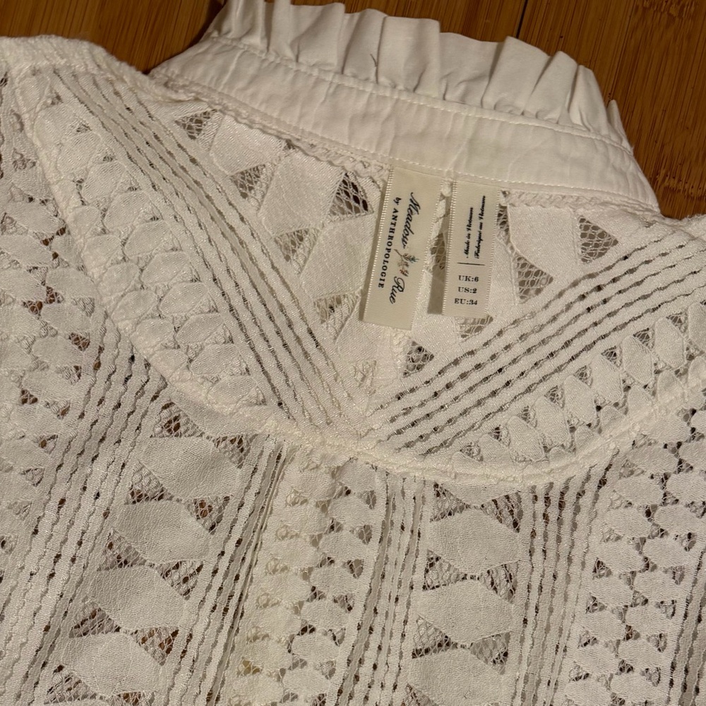 Anthropologie Meadow Rue Lace Long Sleeve Top White / Cream Size 2 - Picture 7 of 16